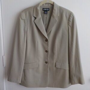 Lands End Blazer - VINTAGE - Size 6 - Beige Tan Khaki- 100% wool - Lined  (578)
